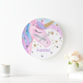 Roze Paarse eenhoorn kinderkamer wandklok (Huis)