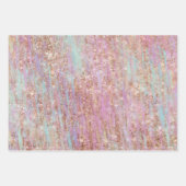 Roze Paarse Eenhoorn Sparkle Glitzy Gold Inpakpapier Vel (Voorkant 3)