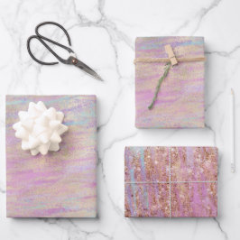 Roze Paarse Eenhoorn Sparkle Glitzy Gold Inpakpapier Vel