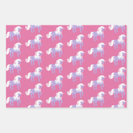 Roze Paarse Eenhoorn Verjaardag Inpakpapier Vel