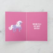 Roze Paarse Eenhoorn Verjaardag Kaart (Binnen)