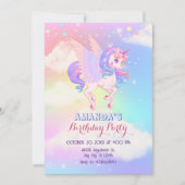 Roze Paarse eenhoorn verjaardag Kaart (Voorkant)