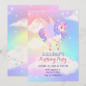 Roze Paarse eenhoorn verjaardag Kaart (Voorkant / Achterkant)