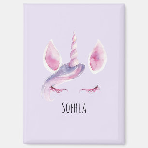 Roze Paarse Eenhoorn Verjaardag Magneet