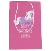 Roze Paarse Eenhoorn Verjaardag Medium Cadeauzakje (Voorkant)