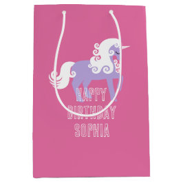 Roze Paarse Eenhoorn Verjaardag Medium Cadeauzakje