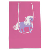 Roze Paarse Eenhoorn Verjaardag Medium Cadeauzakje (Achterkant)