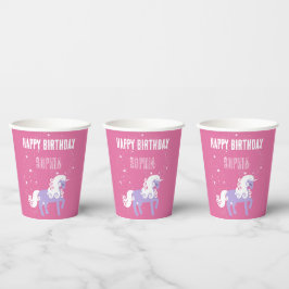 Roze Paarse Eenhoorn Verjaardag Papieren Bekers