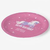 Roze Paarse Eenhoorn Verjaardag Papieren Bordje (Gekanteld)