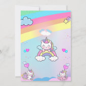 Roze paarse Eenhoorn verjaardagsuitnodiging Kaart (Achterkant)