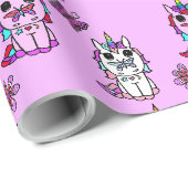 Roze Paarse Eenhoorns Sprookje Cadeaupapier (Rol Hoek)