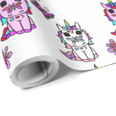 Roze Paarse Eenhoorns Sprookje Cadeaupapier (Rol Hoek)