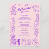 Roze Paarse eigenzinnige hand getrokken Doodles Ha Menu (Voorkant)