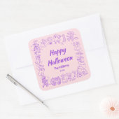 Roze Paarse eigenzinnige hand getrokken Doodles Ha Vierkante Sticker (Envelop)