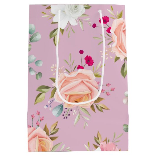 roze paarse elegant floranje medium cadeauzakje (Achterkant)