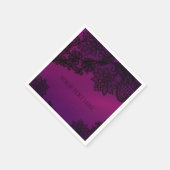 Roze & Paarse Elegant Zwart Kant Party Servetten (Hoek)