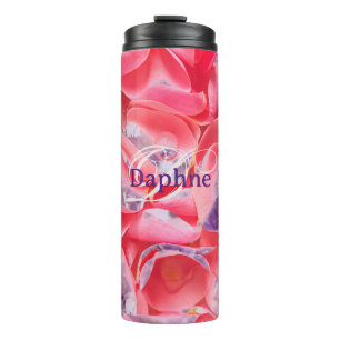 Roze Paarse Elegante Girly Schattige Monogram Mode Thermosbeker
