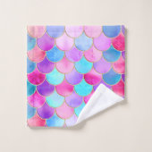 Roze, Paarse en Aqua Mermaid Scale Patroon Bad Handdoek (Wasdoekje)