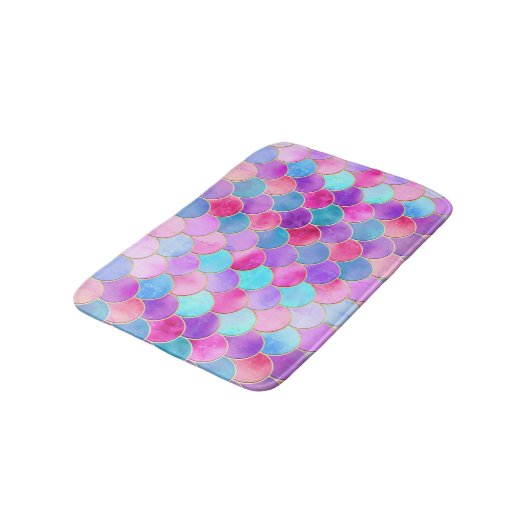 Roze, Paarse en Aqua Mermaid Scale Patroon Badmat (Gekanteld)