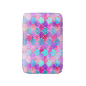 Roze, Paarse en Aqua Mermaid Scale Patroon Badmat (Voorkant Verticaal)