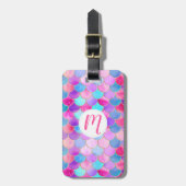 Roze, Paarse en Aqua Mermaid Scale Patroon Bagagelabel (Voorkant verticaal)