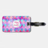 Roze, Paarse en Aqua Mermaid Scale Patroon Bagagelabel (Achterkant horizontaal)