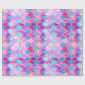 Roze, Paarse en Aqua Mermaid Scale Patroon Cadeaupapier (Vlak)