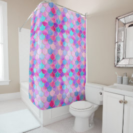 Roze, Paarse en Aqua Mermaid Scale Patroon Douchegordijn