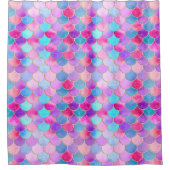 Roze, Paarse en Aqua Mermaid Scale Patroon Douchegordijn (Voorkant)