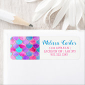Roze, Paarse en Aqua Mermaid Scale Patroon Etiket (Insitu)