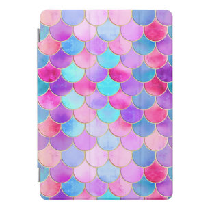 Roze, Paarse en Aqua Mermaid Scale Patroon iPad Pro Cover