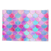Roze, Paarse en Aqua Mermaid Scale Patroon Kussensloop (Achterkant)