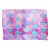 Roze, Paarse en Aqua Mermaid Scale Patroon Kussensloop (Voorkant)