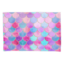 Roze, Paarse en Aqua Mermaid Scale Patroon Kussensloop