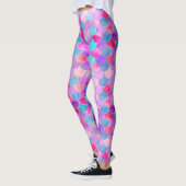 Roze, Paarse en Aqua Mermaid Scale Patroon Leggings (Links)