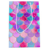 Roze, Paarse en Aqua Mermaid Scale Patroon Medium Cadeauzakje (Voorkant)