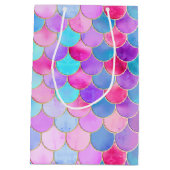 Roze, Paarse en Aqua Mermaid Scale Patroon Medium Cadeauzakje (Achterkant)