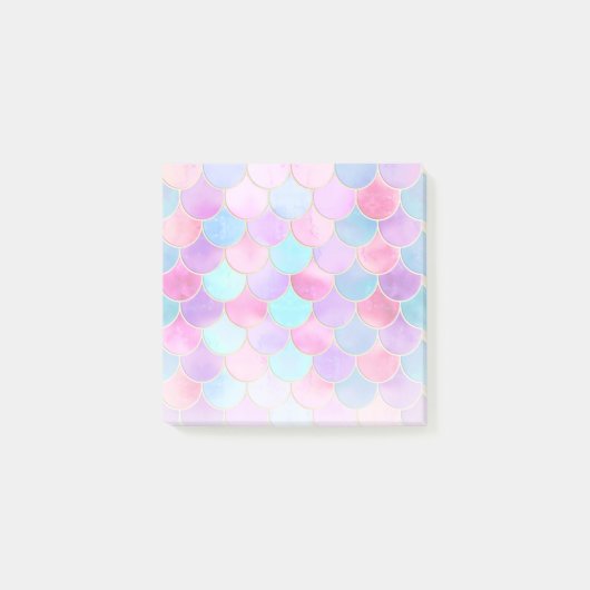 Roze, Paarse en Aqua Mermaid Scale Patroon Post-it® Notes (Voorkant)