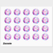 Roze, Paarse en Aqua Mermaid Scale Patroon Ronde Sticker (Vel)