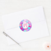 Roze, Paarse en Aqua Mermaid Scale Patroon Ronde Sticker (Envelop)