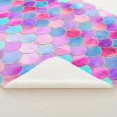 Roze, Paarse en Aqua Mermaid Scale Patroon Sherpa Deken (3/4)