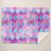 Roze, Paarse en Aqua Mermaid Scale Patroon Sherpa Deken (Voorkant (horizontaal))