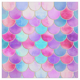 Roze, Paarse en Aqua Mermaid Scale Patroon Stof
