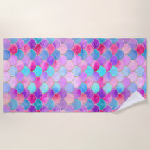 Roze, Paarse en Aqua Mermaid Scale Patroon
