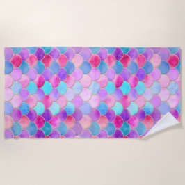 Roze, Paarse en Aqua Mermaid Scale Patroon Strandlaken