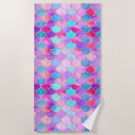 Roze, Paarse en Aqua Mermaid Scale Patroon Strandlaken