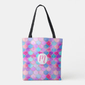 Roze, Paarse en Aqua Mermaid Scale Patroon Tote Bag (Achterkant)