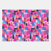 Roze, Paarse en Blauwe Abstracte Boheemse Patroon Inpakpapier Vel (Voorkant 3)