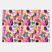 Roze, Paarse en Blauwe Abstracte Boheemse Patroon Inpakpapier Vel (Voorkant)