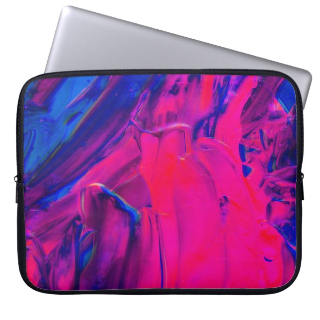 Roze, Paarse en blauwe acrylverf Laptop Sleeve (Voorkant)